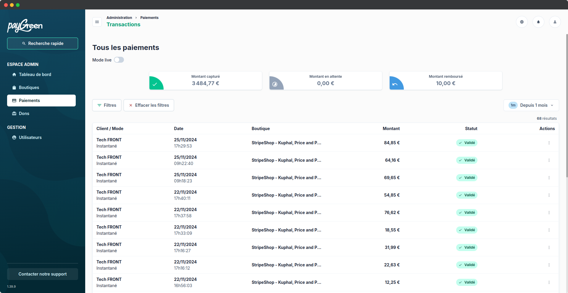 Paygreen Back Office - Aperçu 2